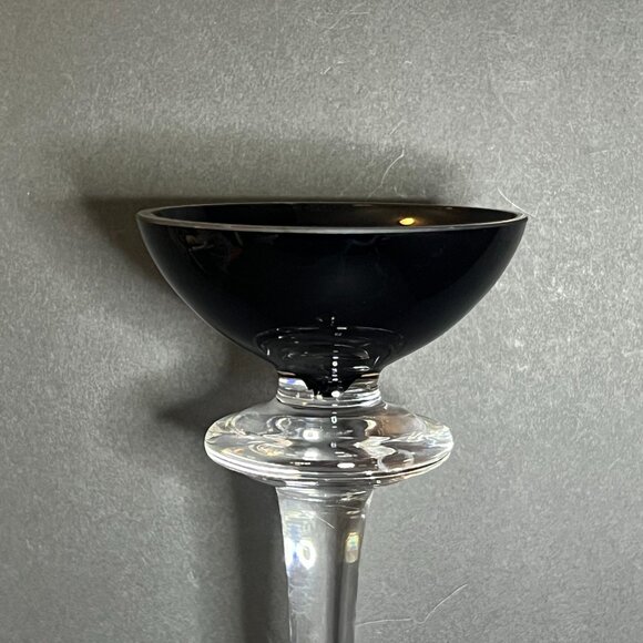 Vintage MCM Rare Damara Decorative 15.5" Tall Black Top Crystal Candle Holder - Picture 2 of 6
